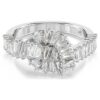 Matrix Ring Baguette Cut, Knot, White, Rhodium Plated