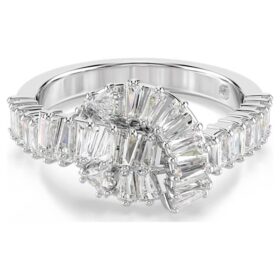 Matrix Ring Baguette Cut, Knot, White, Rhodium Plated