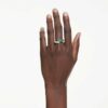 Matrix Ring Mixed Cuts, Green, Rhodium Plated