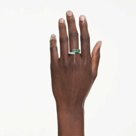 Matrix Ring Mixed Cuts, Green, Rhodium Plated