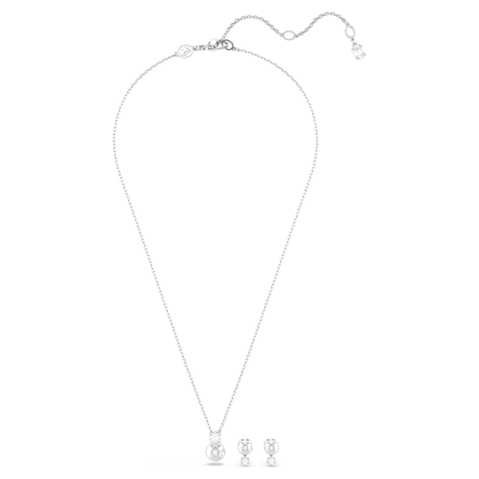 Matrix Set Crystal Pearl, Round Cut, White, Rhodium Plated Matrix Set Crystal Pearl, Round Cut, White, Rhodium Plated