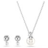 Matrix Set Crystal Pearl, Round Cut, White, Rhodium Plated Matrix Set Crystal Pearl, Round Cut, White, Rhodium Plated