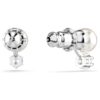 Matrix Stud Earrings Crystal Pearl, Round Cut, White, Rhodium Plated Matrix Stud Earrings Crystal Pearl, Round Cut, White, Rhodium Plated