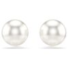 Matrix Stud Earrings Crystal Pearl, White, Rhodium Plated