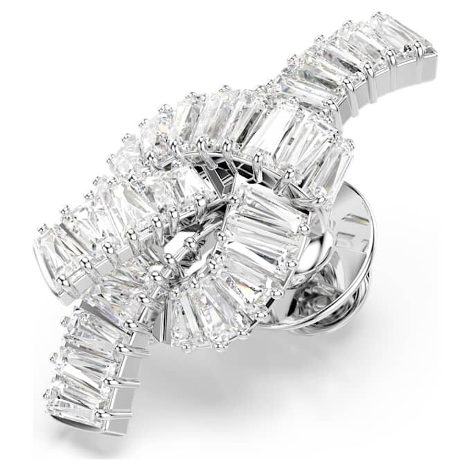 Matrix Tack Pin Baguette Cut, Knot, White, Rhodium Plated Matrix Tack Pin Baguette Cut, Knot, White, Rhodium Plated