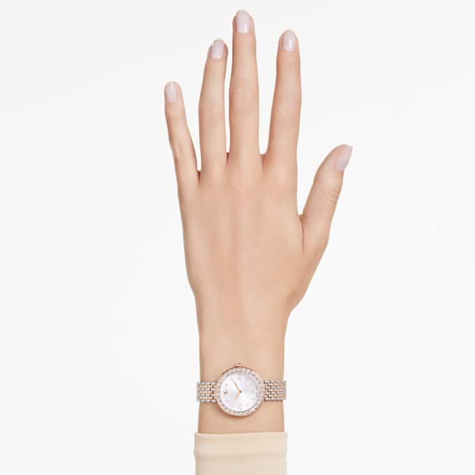 Matrix Tennis 7-Link Watch Swiss Made, Metal Bracelet, Rose Gold Tone, Mixed Metal Finish Matrix Tennis 7-Link Watch Swiss Made, Metal Bracelet, Rose Gold Tone, Mixed Metal Finish