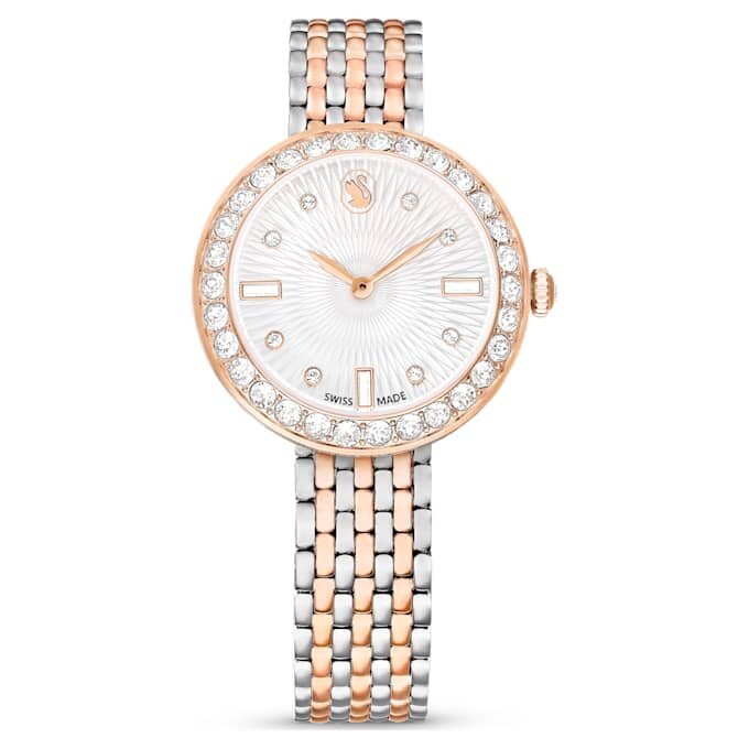 Matrix Tennis 7-Link Watch Swiss Made, Metal Bracelet, Rose Gold Tone, Mixed Metal Finish Matrix Tennis 7-Link Watch Swiss Made, Metal Bracelet, Rose Gold Tone, Mixed Metal Finish