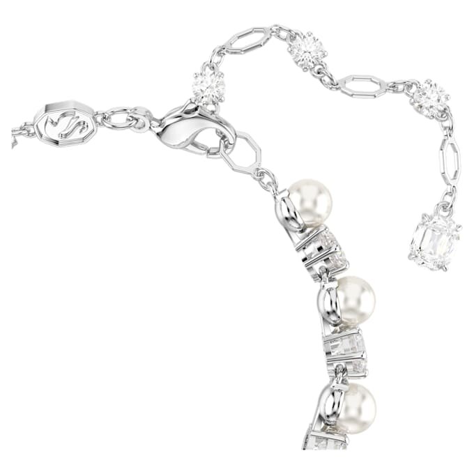 Matrix Tennis Bracelet Crystal Pearl, Round Cut, White, Rhodium Plated Matrix Tennis Bracelet Crystal Pearl, Round Cut, White, Rhodium Plated