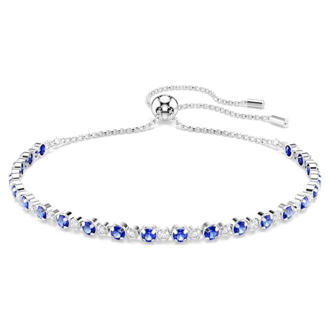 Matrix Tennis Bracelet Mixed Round Cuts, Blue, Rhodium Plated Matrix Tennis Bracelet Mixed Round Cuts, Blue, Rhodium Plated