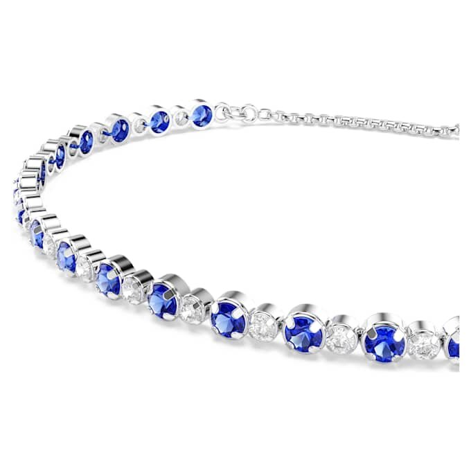 Matrix Tennis Bracelet Mixed Round Cuts, Blue, Rhodium Plated Matrix Tennis Bracelet Mixed Round Cuts, Blue, Rhodium Plated