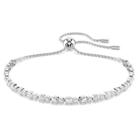 Matrix Tennis Bracelet Mixed Round Cuts, White, Rhodium Plated Matrix Tennis Bracelet Mixed Round Cuts, White, Rhodium Plated