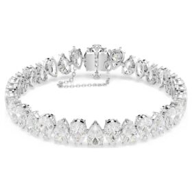 Matrix Tennis Bracelet Pear Cut, White, Rhodium Plated