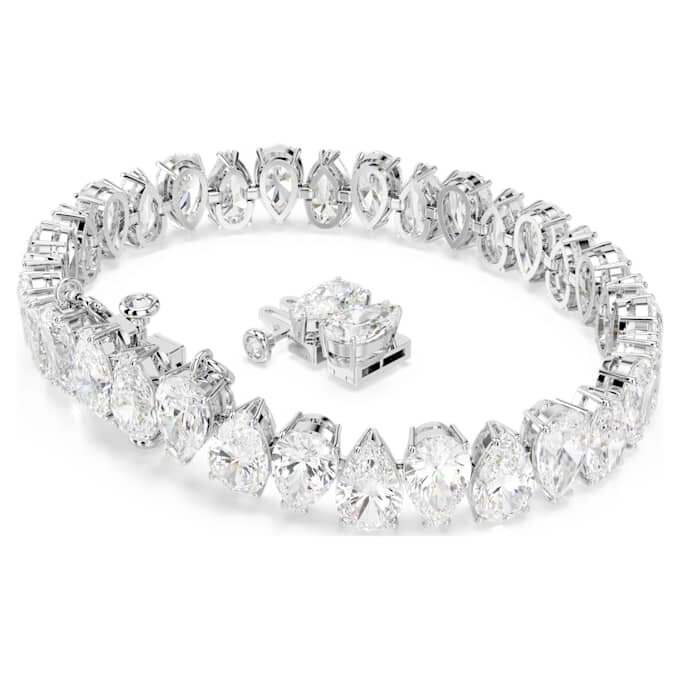 Matrix Tennis Bracelet Pear Cut, White, Rhodium Plated Matrix Tennis Bracelet Pear Cut, White, Rhodium Plated