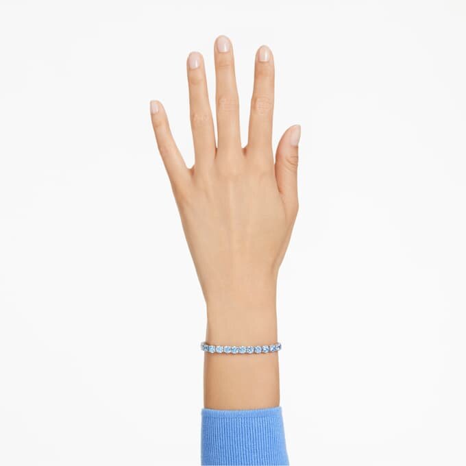 Matrix Tennis Bracelet Round Cut, Blue, Rhodium Plated Matrix Tennis Bracelet Round Cut, Blue, Rhodium Plated