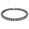Matrix Tennis Bracelet Round Cut, Gray, Ruthenium Plated