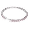 Matrix Tennis Bracelet Round Cut, Pink, Rhodium Plated Matrix Tennis Bracelet Round Cut, Pink, Rhodium Plated