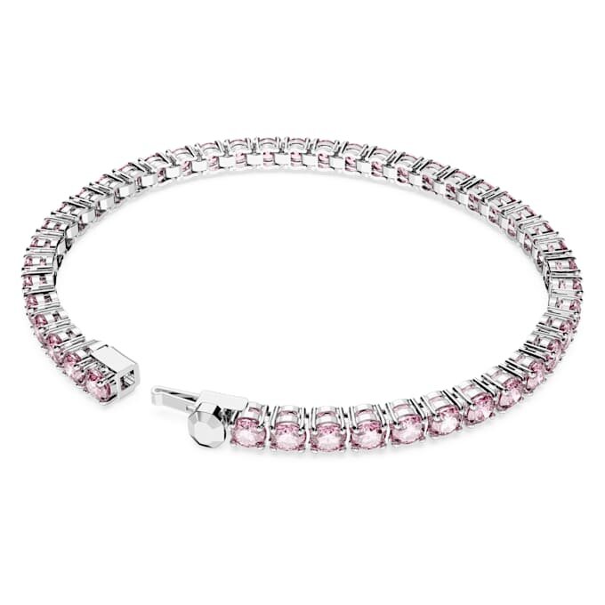 Matrix Tennis Bracelet Round Cut, Pink, Rhodium Plated Matrix Tennis Bracelet Round Cut, Pink, Rhodium Plated