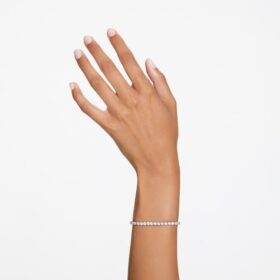 Matrix Tennis Bracelet Round Cut, White, Rhodium Plated