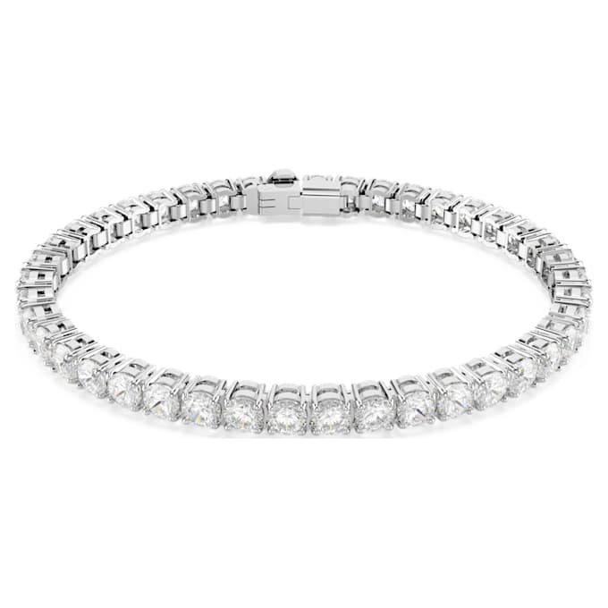 Matrix Tennis Bracelet Round Cut, White, Rhodium Plated Matrix Tennis Bracelet Round Cut, White, Rhodium Plated