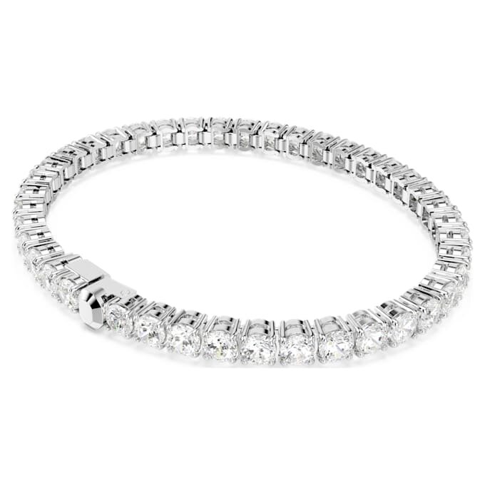 Matrix Tennis Bracelet Round Cut, White, Rhodium Plated Matrix Tennis Bracelet Round Cut, White, Rhodium Plated