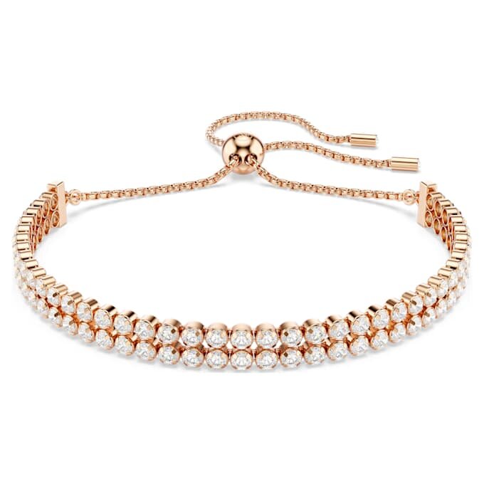 Matrix Tennis Bracelet Round Cut, White, Rose Gold-Tone Plated Matrix Tennis Bracelet Round Cut, White, Rose Gold-Tone Plated