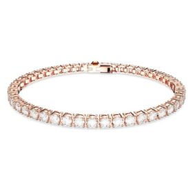 Matrix Tennis Bracelet Round Cut, White, Rose Gold-Tone Plated