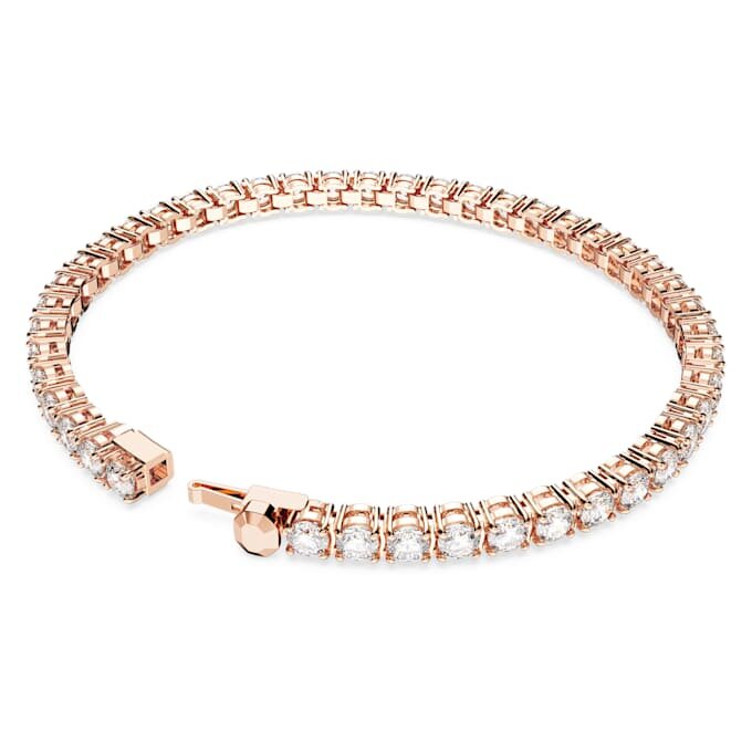 Matrix Tennis Bracelet Round Cut, White, Rose Gold-Tone Plated Matrix Tennis Bracelet Round Cut, White, Rose Gold-Tone Plated