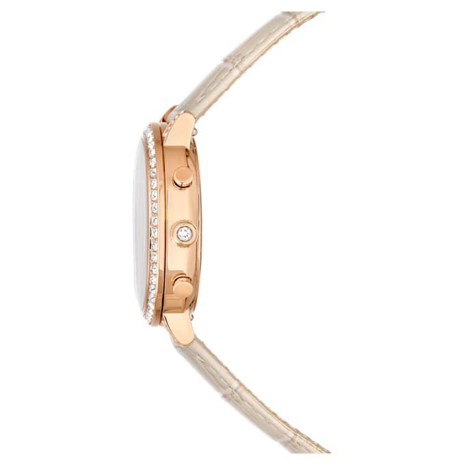 Matrix Tennis Chrono Watch Swiss Made, Leather Strap, Beige, Rose Gold-Tone Finish Matrix Tennis Chrono Watch Swiss Made, Leather Strap, Beige, Rose Gold-Tone Finish