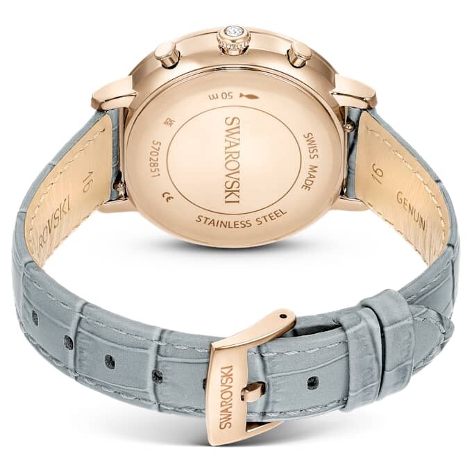 Matrix Tennis Chrono Watch Swiss Made, Leather Strap, Gray, Champagne Gold-Tone Finish Matrix Tennis Chrono Watch Swiss Made, Leather Strap, Gray, Champagne Gold-Tone Finish