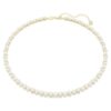Matrix Tennis Necklace Crystal Pearl, Round Cut, White, Gold-Tone Plated Matrix Tennis Necklace Crystal Pearl, Round Cut, White, Gold-Tone Plated