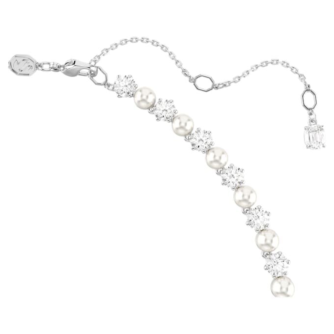 Matrix Tennis Necklace Crystal Pearl, Round Cut, White, Rhodium Plated Matrix Tennis Necklace Crystal Pearl, Round Cut, White, Rhodium Plated