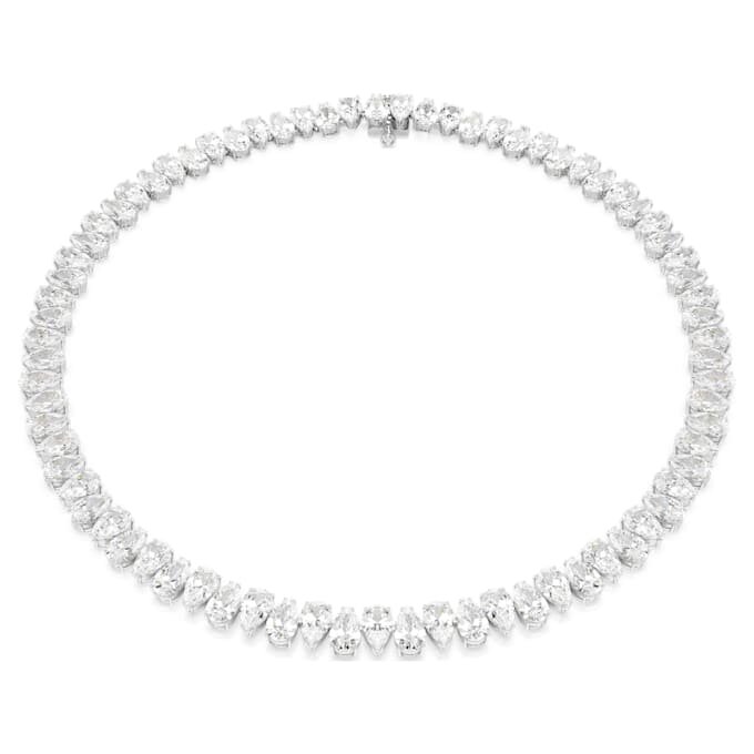 Matrix Tennis Necklace Pear Cut, White, Rhodium Plated Matrix Tennis Necklace Pear Cut, White, Rhodium Plated