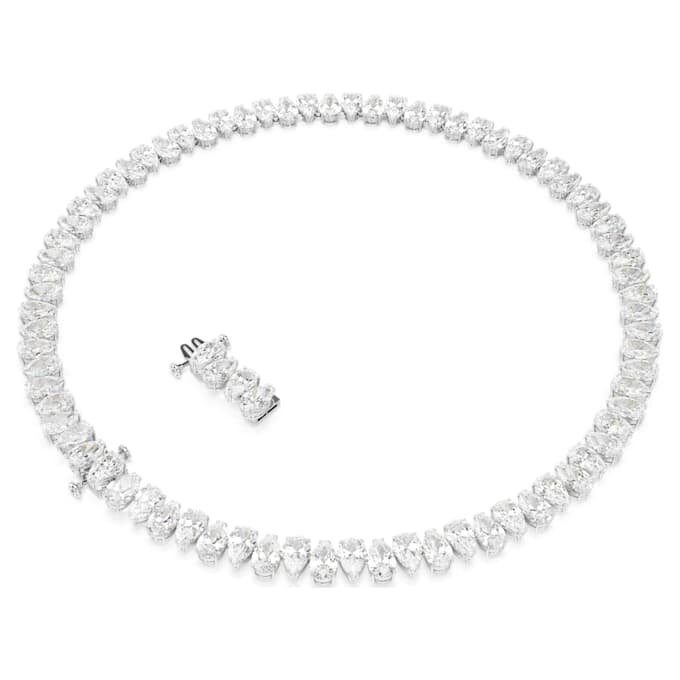 Matrix Tennis Necklace Pear Cut, White, Rhodium Plated Matrix Tennis Necklace Pear Cut, White, Rhodium Plated