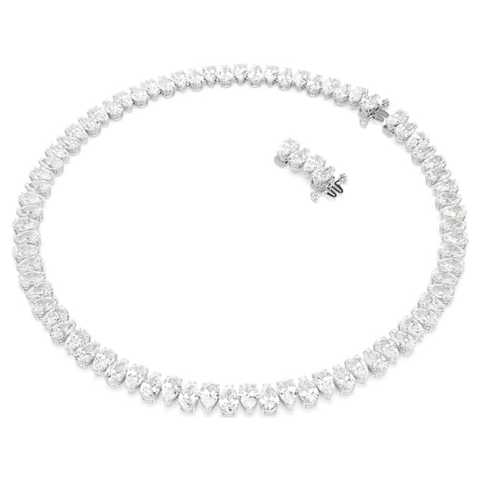 Matrix Tennis Necklace Pear Cut, White, Rhodium Plated Matrix Tennis Necklace Pear Cut, White, Rhodium Plated