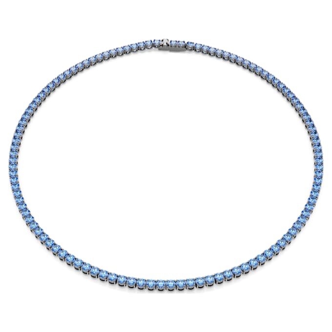 Matrix Tennis Necklace Round Cut, Blue, Ruthenium Plated Matrix Tennis Necklace Round Cut, Blue, Ruthenium Plated