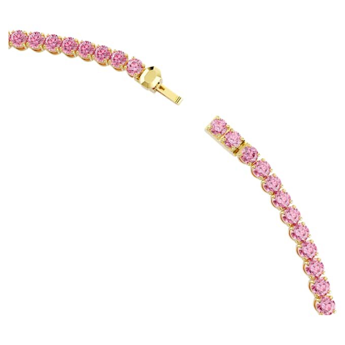 Matrix Tennis Necklace Round Cut, Pink, Gold-Tone Plated Matrix Tennis Necklace Round Cut, Pink, Gold-Tone Plated
