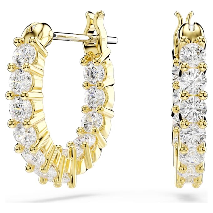 Matrix Vittore Hoop Earrings Round Cut, White, Gold-Tone Plated Matrix Vittore Hoop Earrings Round Cut, White, Gold-Tone Plated