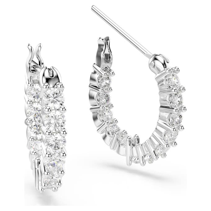 Matrix Vittore Hoop Earrings Round Cut, White, Rhodium Plated Matrix Vittore Hoop Earrings Round Cut, White, Rhodium Plated