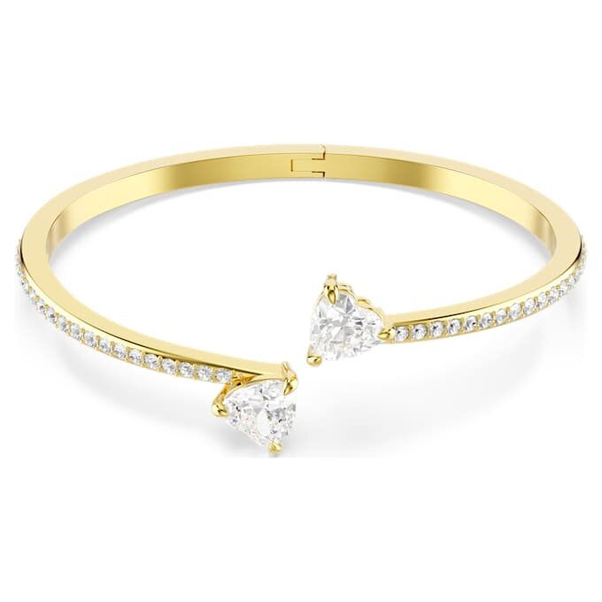 Mesmera Bangle Heart, White, Gold-Tone Plated Mesmera Bangle Heart, White, Gold-Tone Plated