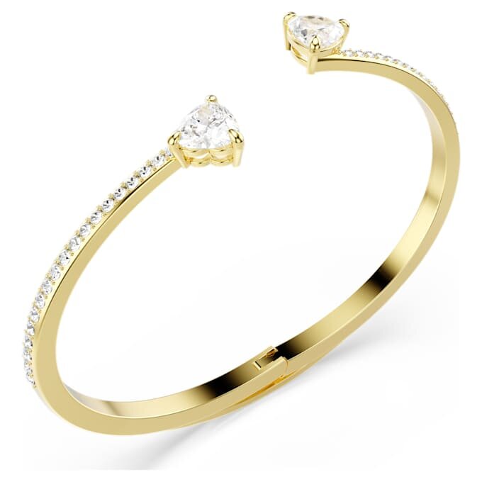 Mesmera Bangle Heart, White, Gold-Tone Plated Mesmera Bangle Heart, White, Gold-Tone Plated