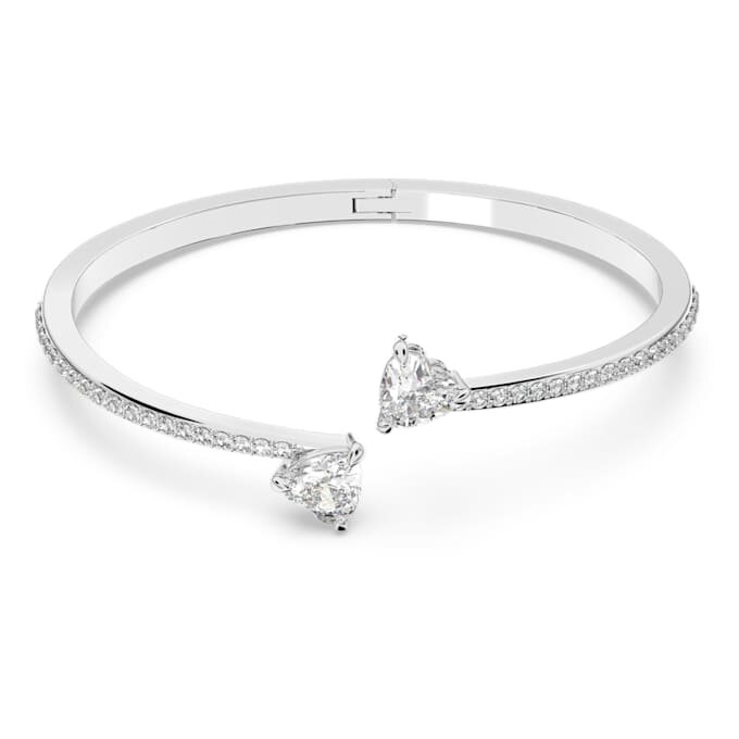 Mesmera Bangle Heart, White, Rhodium Plated Mesmera Bangle Heart, White, Rhodium Plated