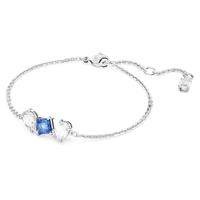 Mesmera Bracelet Mixed Cuts, Blue, Rhodium Plated Mesmera Bracelet Mixed Cuts, Blue, Rhodium Plated