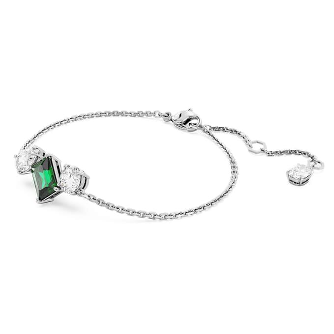 Mesmera Bracelet Mixed Cuts, Green, Rhodium Plated Mesmera Bracelet Mixed Cuts, Green, Rhodium Plated