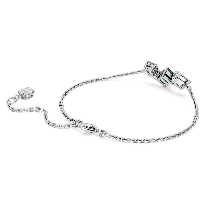 Mesmera Bracelet Mixed Cuts, Green, Rhodium Plated Mesmera Bracelet Mixed Cuts, Green, Rhodium Plated