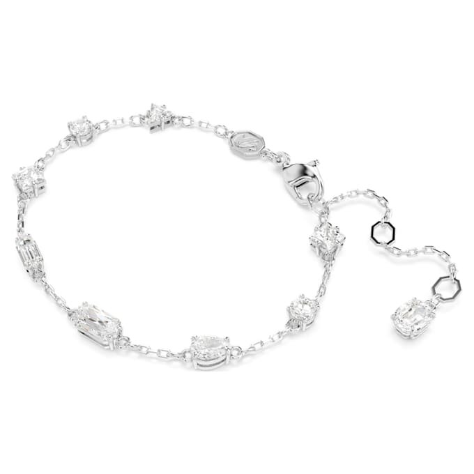 Mesmera Bracelet Mixed Cuts, Scattered Design, White, Rhodium Plated Mesmera Bracelet Mixed Cuts, Scattered Design, White, Rhodium Plated