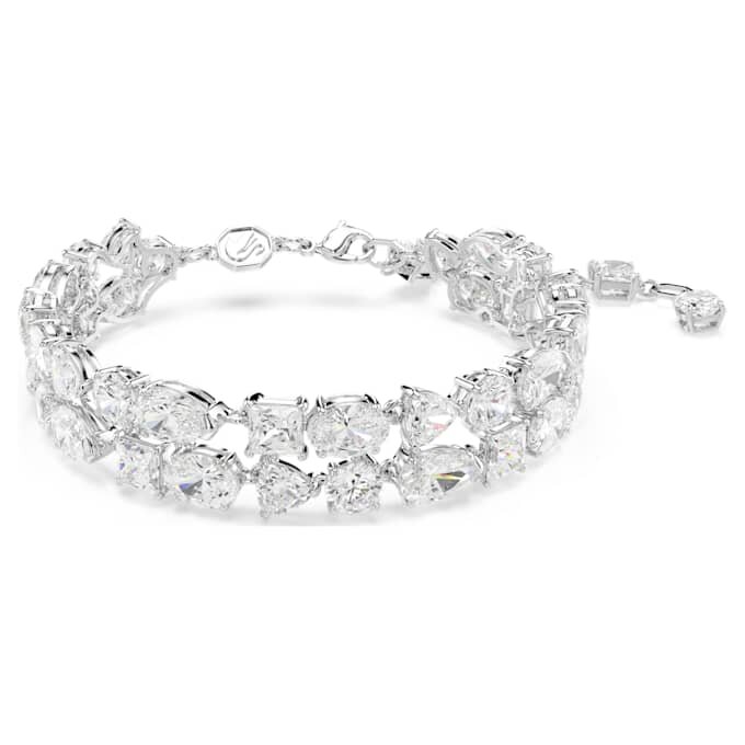 Mesmera Bracelet Mixed Cuts, White, Rhodium Plated Mesmera Bracelet Mixed Cuts, White, Rhodium Plated
