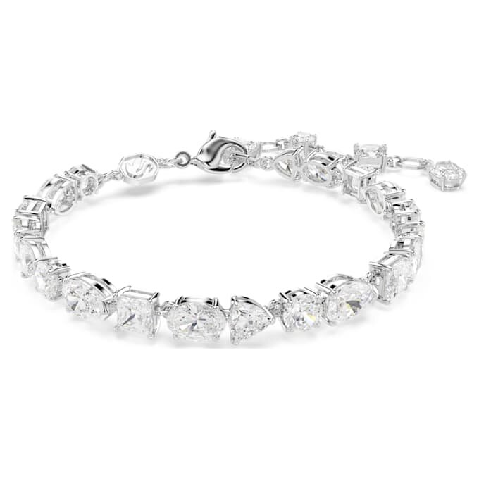 Mesmera Bracelet Mixed Cuts, White, Rhodium Plated Mesmera Bracelet Mixed Cuts, White, Rhodium Plated