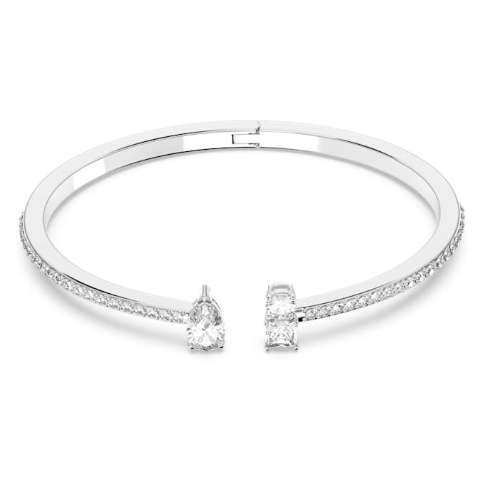 Mesmera Cuff Mixed Cuts, White, Rhodium Plated Mesmera Cuff Mixed Cuts, White, Rhodium Plated