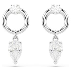 Mesmera Drop Earrings Mixed Cuts, White, Rhodium Plated