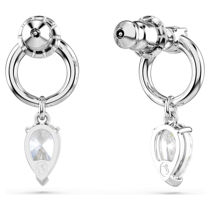 Mesmera Drop Earrings Mixed Cuts, White, Rhodium Plated Mesmera Drop Earrings Mixed Cuts, White, Rhodium Plated